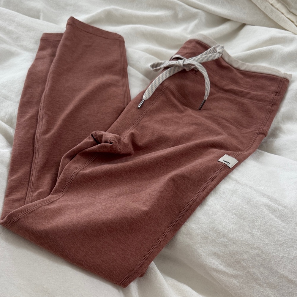 Vuori drawstring leggings, small, heather pink